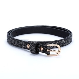 Peppercorn Kids Ultra Skinny Sparkly Belt (S/M (4-7YR), Starry Night - Black)