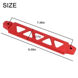 AICEL Car Battery Hold Down Bracket, Aluminum Alloy Vehicle Tiedown Holder Set, Five Hole Automotive Mounting Kit Accessories to Hold Lock, Universal for SUV, Sedan, Truck (Red)