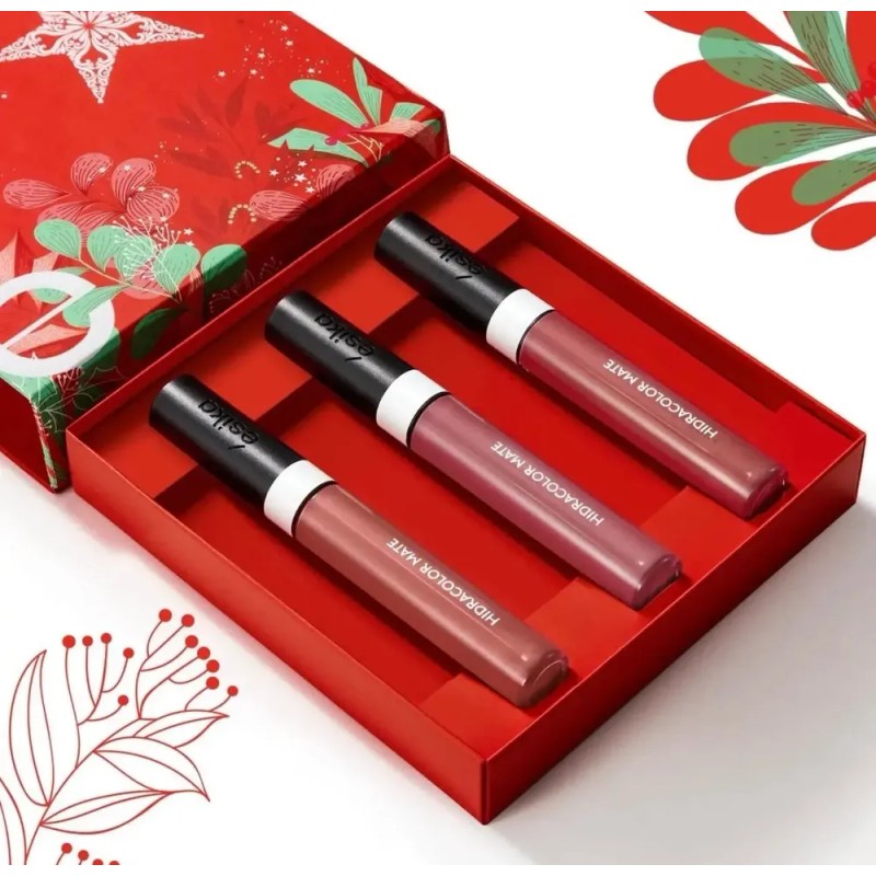 Ésika Set Labiales Hidracolor Mate Nude X3 Edl Navidad