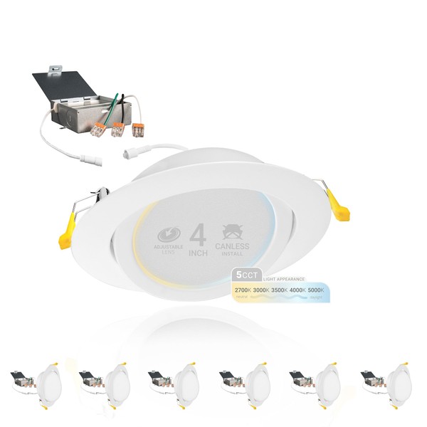 NUWATT 4 Inch Gimbal LED Recessed Lighting, 5CCT 2700K/3000K/3500K/4000K/5000K Selectable,