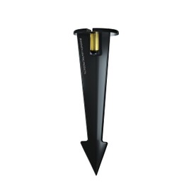 8" Outdoor Light Stake in Black Finish - Support Light Fixture Spikes, Universal Use, Resin Materials, Side Wireway (1 - Large Spike with Brass Wireway)