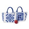 Two's Company Blue Tile Block Printed Thermal Lunch Tote Bag