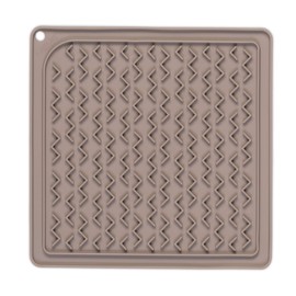 Messy Mutts Silicone Therapeutic Interactive Feeding and Licking Mat | 8” x 8” | Slow Feeder for Boredom & Anxiety | Lick Pad for Cats & Small Dogs | Grey