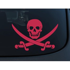 Jolly Roger Pirate Flag Car Sticker Skull and Bones Vinyl Decal