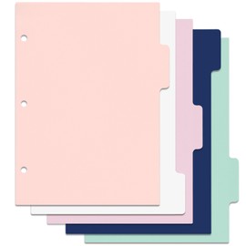 (5.5 x 8.5 inch) 5 Tab 3 Hole Punch Dividers with Tabs Disc Bound Dividers Junior Durable Mini Dividers Discbound Notebook Cover Page Dividers 5 Color File Dividers for Office Meeting