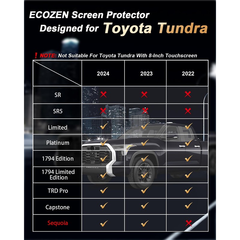 Screen Protector for 2022-2026 Toyota Tundra - 14-Inch Matte Tempered