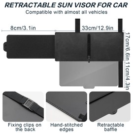 Sun Visor for Car, Universal UV400 Anti-Glare Polarized Sun Visor Extender for Right Seat, Car Adjustable Front/Side Sunshade Windshield Driving Visor Blocker with Polycarbonate Lens