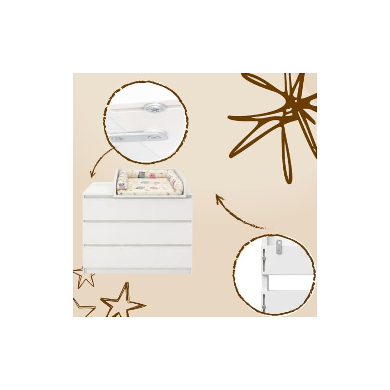 Baby Changing Topper with 80 cm Back Panel, 53 x