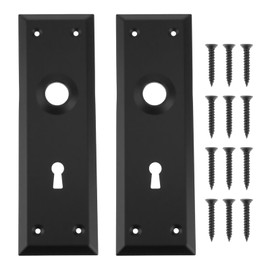 Create idea 2 Pack Matte Black Door Escutcheon Mortise Door Knob Cover Plate 180 * 58mm for Key Mortise Locksets