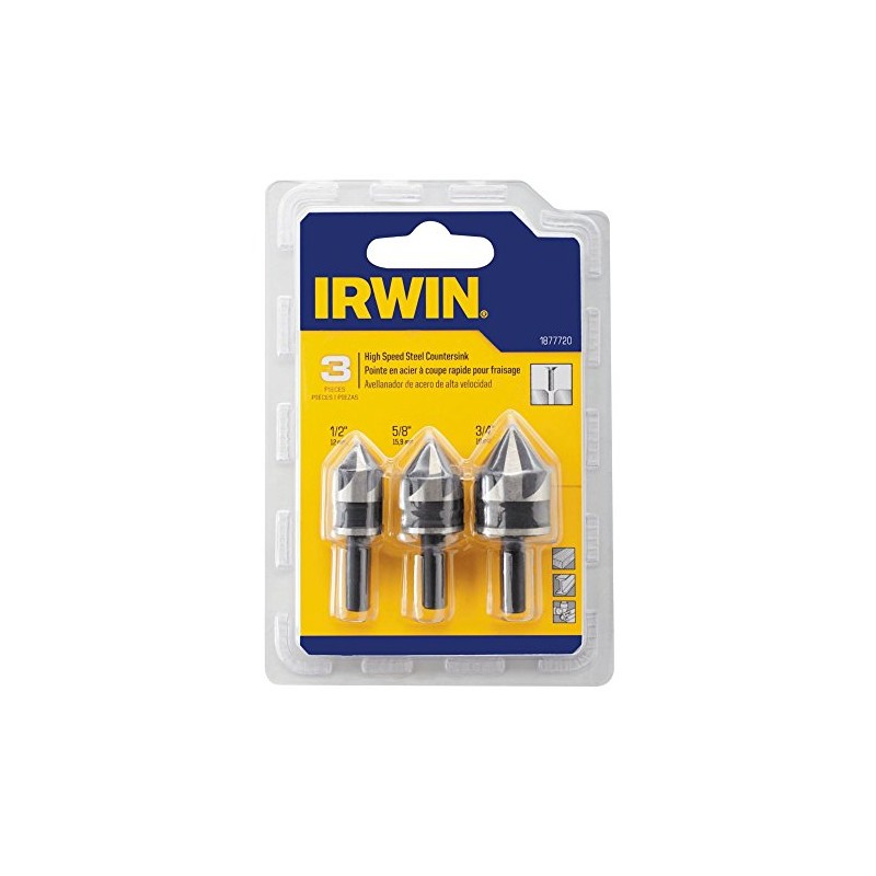 Irwin Tools IRWIN Drill Bit Set, Countersink, Black Oxide, 3-Piece
