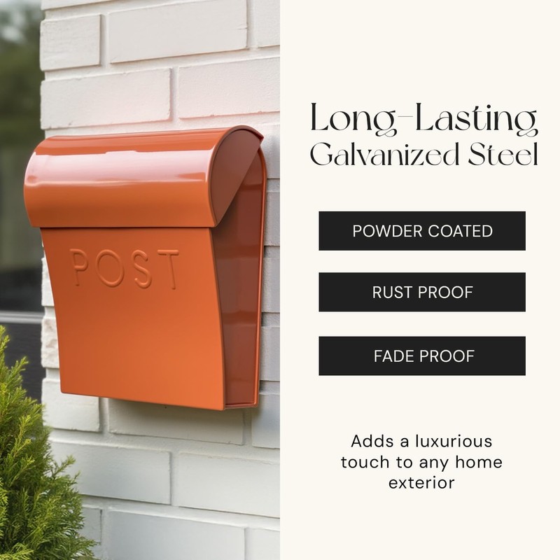 NACH Wall Mount Mailboxes for Outside, 11x4.5x12.5 in Terracotta Mail