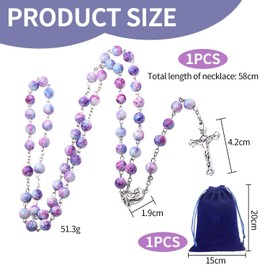 CVFRTT 1 Ocean Bead Necklace and 1 Velvet Bag, Beaded Necklace, Creative Necklace, Cross Pendant Necklace