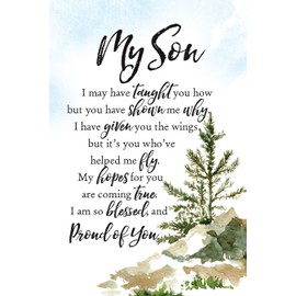 DEXSA My Son Wood Plaque with Inspiring Quotes 6 inches x 9 inches - Elegant Frame Wall & Tabletop Decoration | Easel & Hanging Hook | Christian Family Religious Home Decor Saying | Made in the USA