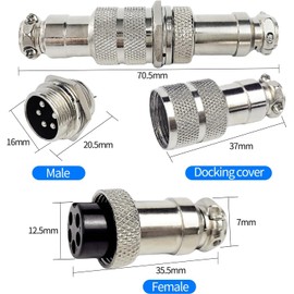 RUNCCI-YUN 2 Sets GX16 5Pin Aviation Plug, Circular Metal Aviation Plug, GX16 Male Female Connector 5Pin Panel Mounting Cable Connector