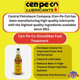 Cen-Pe-Co DieselMax Fuel Treatment | Fuel System Cleaner | Extends Fuel Milage | Lubricates | Increases Cetane | Increases Power | for High Volume-Diesel Fuel Users | Treats 125 Gallons | (16 Ounces)