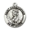 Sterling Silver Saint Christopher Pendant Medal, 1 Inch