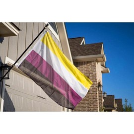 Fontee® [ Non Binary Flag ][90 x 150 cm ][ Screen Print] [ Vibrant Colour ] [ UV Fade Resistant ] [ Canvas Head ] [ Double Stitched ] [ Thick Brass Eyelets ] [ NB Pride Genderqueer Gender Identity