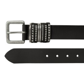 Lucky Brand Women's Leather Bold Fashion Statement Belts, Multiple Keeper Stud Trim - Black, Medium