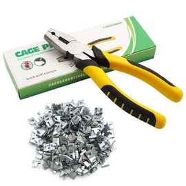 Alicates de hebilla de alambre con 600 clips de jaula de alambre para jaula de alambre, clips de sujeción de hebilla, herramientas para conejo, pájaro, aves de corral, jaula de pollo, instalación de