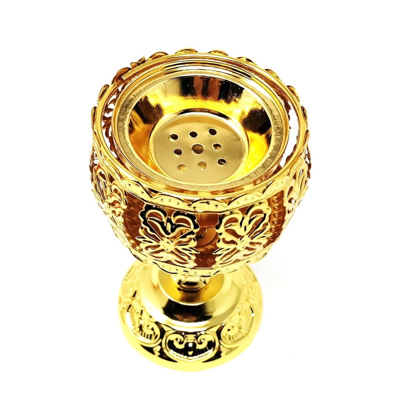 Elegant Metallic Traditional Bakhoor Incense Burner with Ornate Design