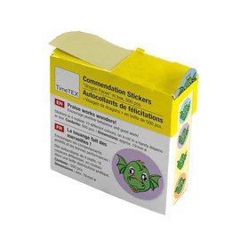 TimeTEX - Praise Stickers "Dragon Faces" | Teacher Stickers for Motivational Feedback | 500 Stickers in Practical Dispenser Box | 1 Motif with Different Coloured Backgrounds | 19 mm Diameter