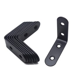 MY MIRONEY 8PCS Black L Brackets Heavy Duty Stainless Steel Wall Mount Bracket 2" x 2" Right Angle Bracket 2mm Thick Corner Brace Joint Fastener with Screws
