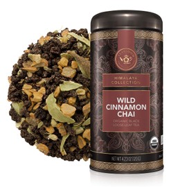 Teabloom Organic Black Tea, Wild Cinnamon Chai Loose Leaf Tea, Rich Assam Blend with Sweet Spice, USDA Certified Organic, 3.53 Ounce Loose Leaf Tea Canister Makes 35-50 Cups