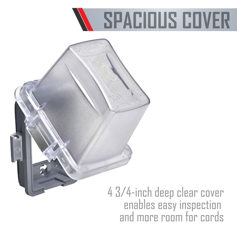 TayMac MM720C Bell 1-Gang Non-Metallic Weatherproof In-Use Deep Cover, Clear