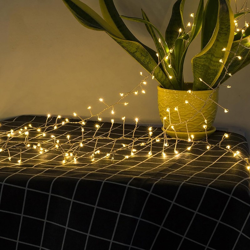 KINGCOO Cluster Fairy Lights with Remote, Waterproof 50LED Silver Wire