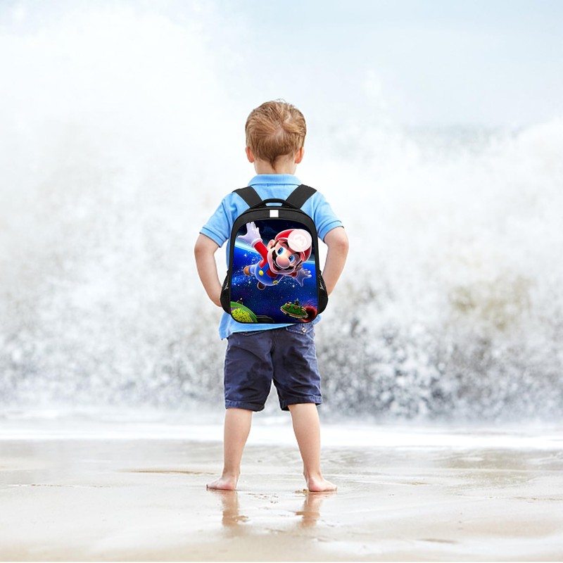 MAJEQZGY Mario 3D Gedruckter Schulrucksack für Kinder 14 Zoll Hohe