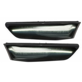 A ABSOPRO Car LED Side Marker Indicator Turn Signal Light No.26185AM800/26180AM800 for Infiniti G35 Coupe 03-07 Plastic Smoked Lens White Light 1 Pair