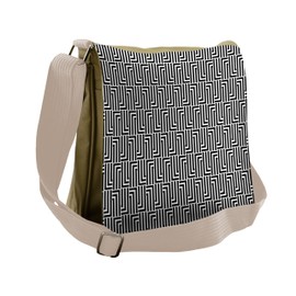 Lunarable Modern Messenger Bag, Minimalist Stripes Maze-look, Unisex Cross-body