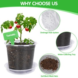 30 Pack 4/5/6 Inch Clear Nursery Pots with Drainage Holes and Saucers, Clear Plastic Plant Pots for Plants with 30 Labels and Mesh Pads，Seed Starter Pots for Succulents, Small Herbs, Annual Flowers