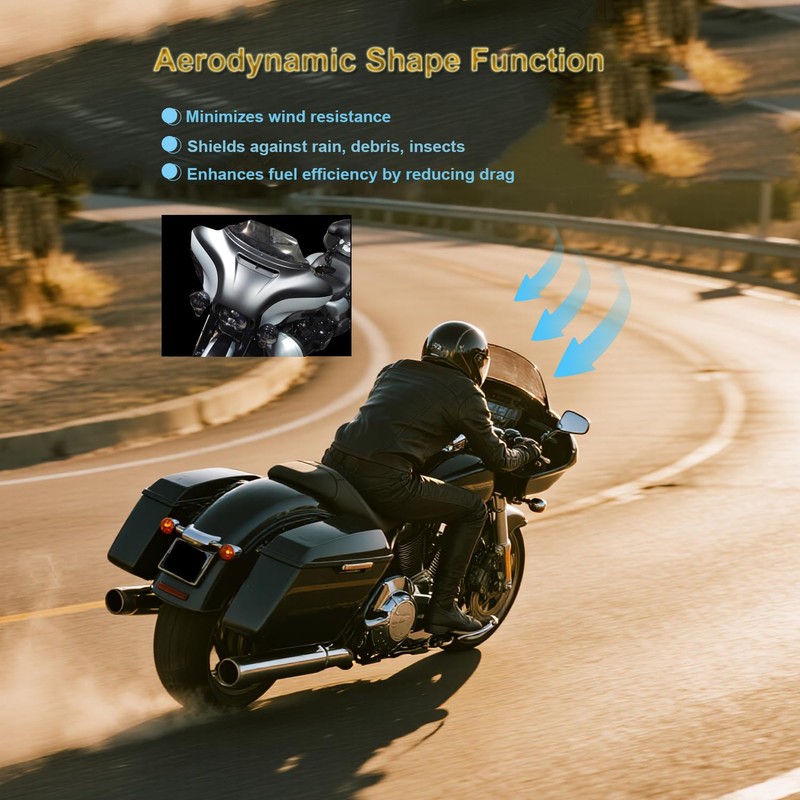 Smoke 9" Motorcycle Wave Windshield Windscreen Compatible for Harley 2014-2023