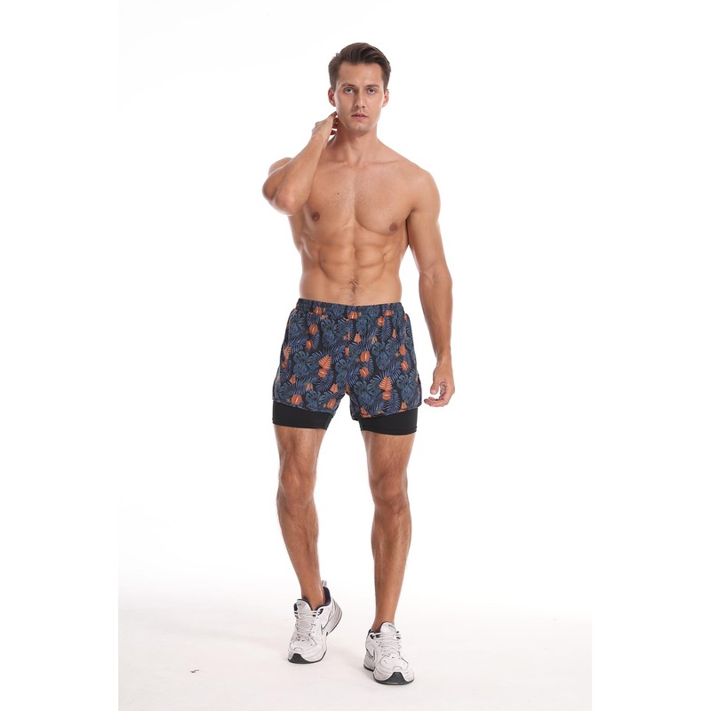 Viisendy Pro Men's 2-in-1 Compression Lining Beach Shorts and Swim