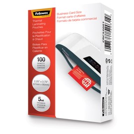 Fellowes Glossy Pouches - Business Card, 5 mil, 100 pack (52031), Clear