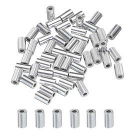 sourcing map 1/16" 1.5mm Aluminum Crimping Loop Sleeve Single Round Ferrule for Wire Rope Cable Line End, Silver 50pcs