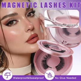 Magnetic Eyelashes with Applicator Natural Look: 2 Pairs, No Glue and Liner Needed, Wendy Lashes, CX0220, K8+604