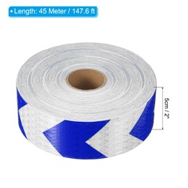 PATIKIL Reflective Tape, 1 Roll 2 Inch x 148 ft Waterproof Self Adhesive High Visibility Caution Warning Safety Tape Outdoor Arrow Reflector for Trucks Trailers Cars, White Blue