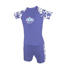 Kidz Swimmers Girls UV Sun Protection Rash Vest and Swim Shorts UPF 50+ Very Peri Purple (7-8 Years)