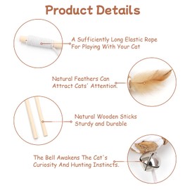 Goosheep 15.8inch 3Pack Interactive Cat Toy for Indoor Cats Teases for Bored Indoor Adult Cats to Chase and Exercise Solid Wood Bell Ball