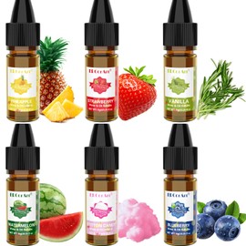 Food Flavoring Oil - Concentrated Candy Flavors, 6 Liquid Lip Gloss Flavoring Oil, Cotton Candy Pineapple Flavor Oil for Baking, Cooking, Slime Making, Drinks, Water & Oil Soluble - 0.25 Fl Oz