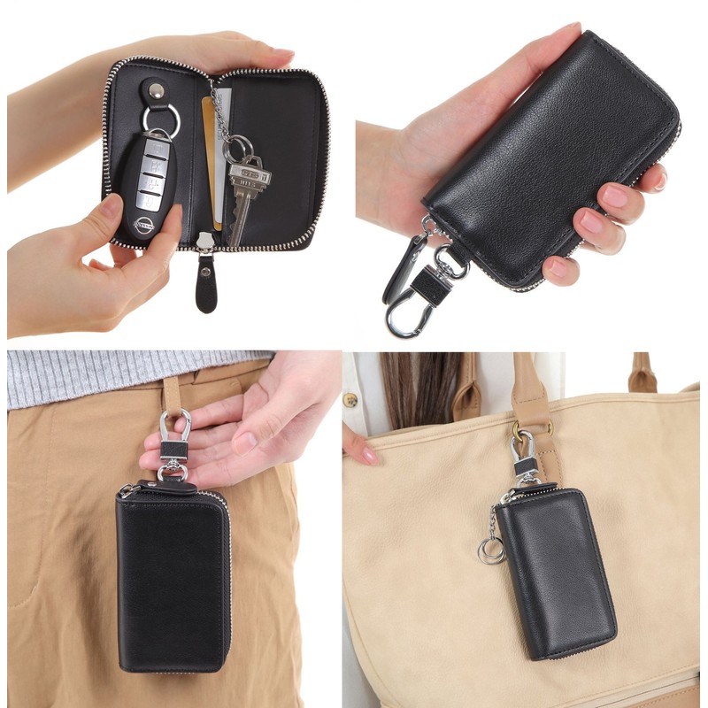 Four Pary Smart Key Case, Genuine Leather, Compatible with Large