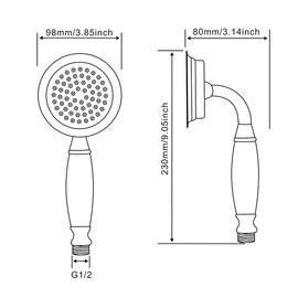 Ownace Victorian Shower Head and 59 Inch Hose Traditional Brass&Ceramics Telephone Hand Shower Head Set for Bathroom