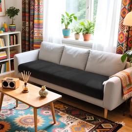 Hokway Couch Cushion Covers Stretch Cushion Covers Sofa Seat Cushion Slipcover Cushion Protector(Black, Large)