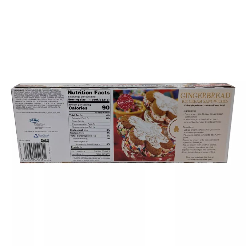 Little Debbie Gingerbread Soft Cookies, 6 Boxes, 48 Individually Wrapped