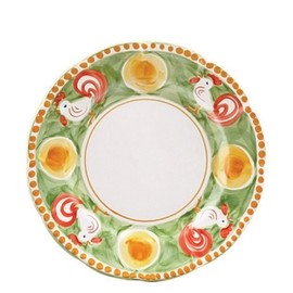 Vietri Campagna Gallina 12" D Hand-Painted Service Plate/Charger – Green, Terra Cotta, Dishwasher & Microwave Safe