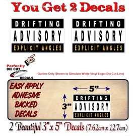 2 Drifting Advisory 5" Vinyl Graphic Decals for JDM Drift Racing Street Drifter Car Truck Vehicle Stickers