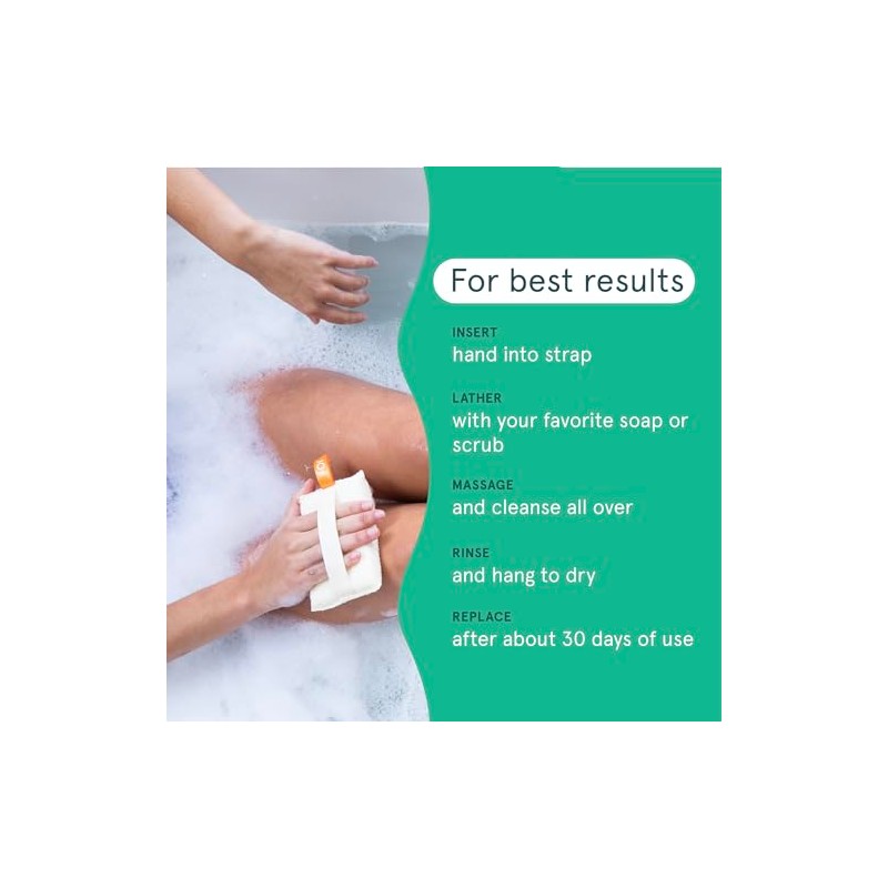 Care by Cleanlogic Organic Cotton Exfoliating Body Scrubber, Natural, 3