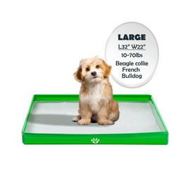MEEXPAWS Dog Pee Pad Holder Foldable, Puppy Pad Holder Liner Base High Side, Dog Litter Box Indoor for Large Dog 32’’x22’’, Training Pad Holder Leak-Proof, Potty Pad Holder for Dogs Easy Clean